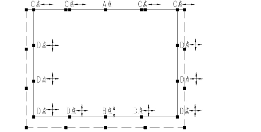 Schematic diagram of the fixed embedded support layout of the space frame