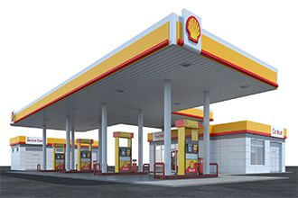 Why are the steel structure ceilings of gas stations mostly flat roofs?