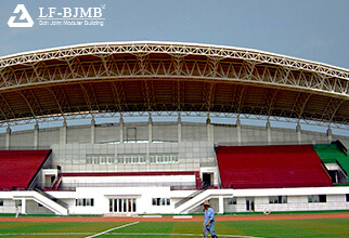 Analysis of the construction plan for the steel structure canopy of the stadium bleacher